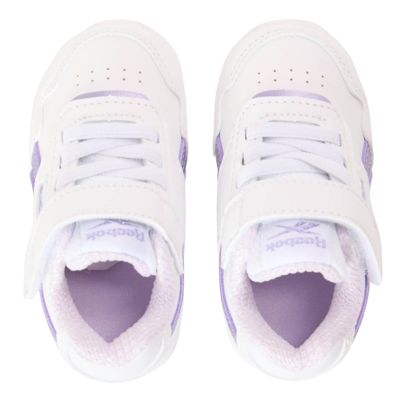 White-Purple - Side - Reebok Childrens-Kids Glide Elastic Strap Trainers