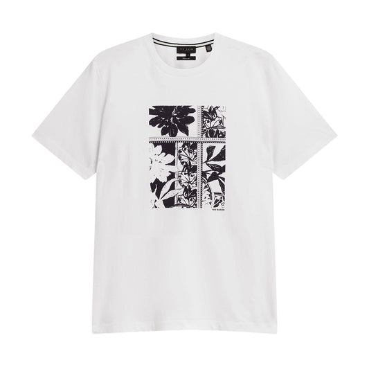 White - Front - Ted Baker Mens Box Art Crew Neck Regular T-Shirt