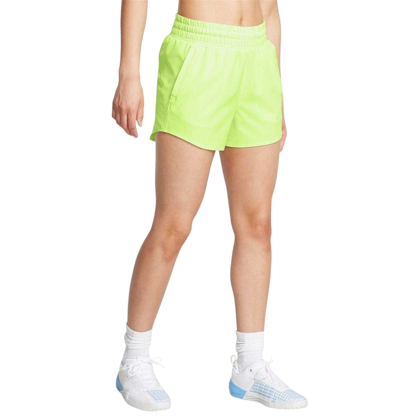 Lime Green - Side - Under Armour Womens-Ladies Flex Woven Running Shorts