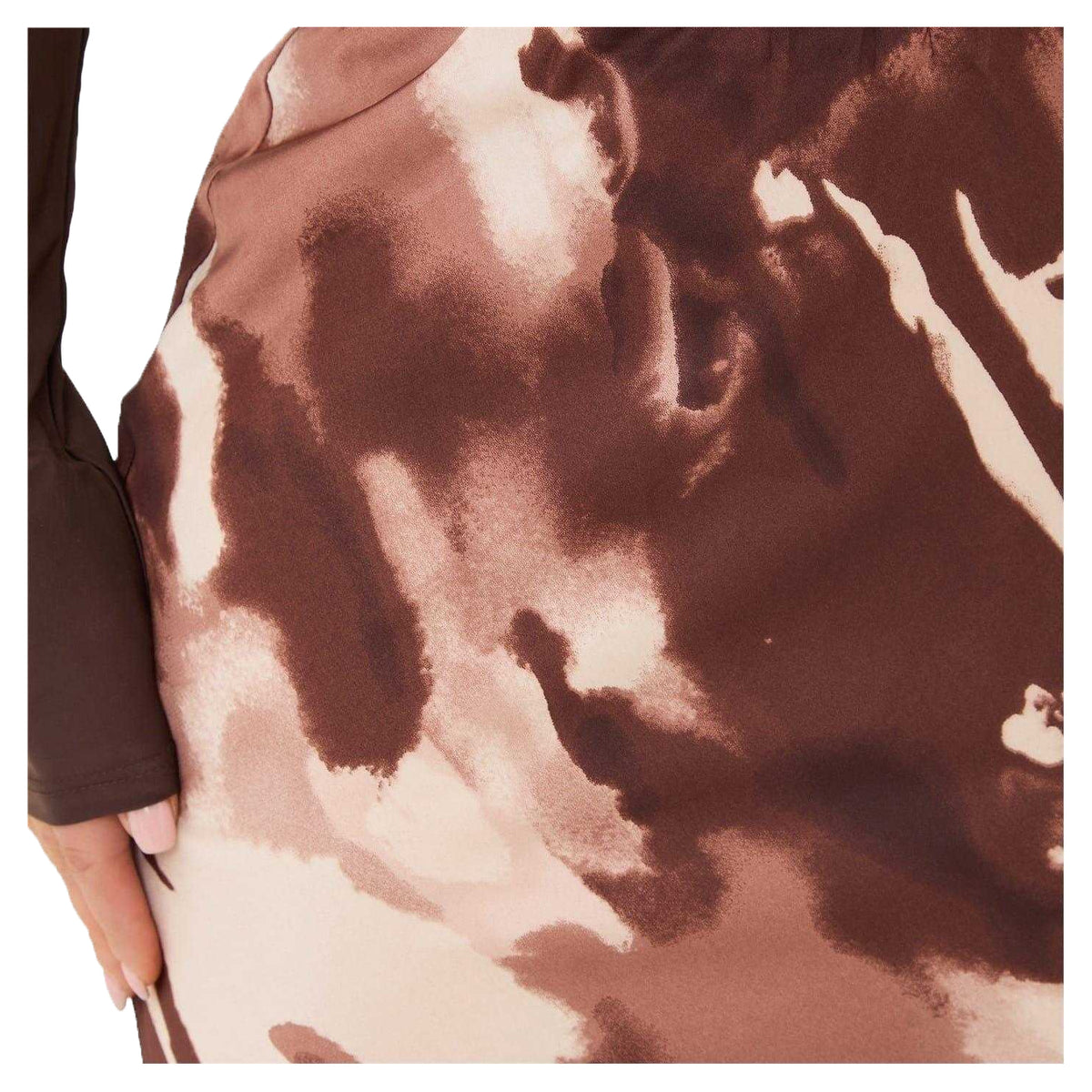 Brown - Side - I Saw It First Womens-Ladies Satin Maxi Skirt
