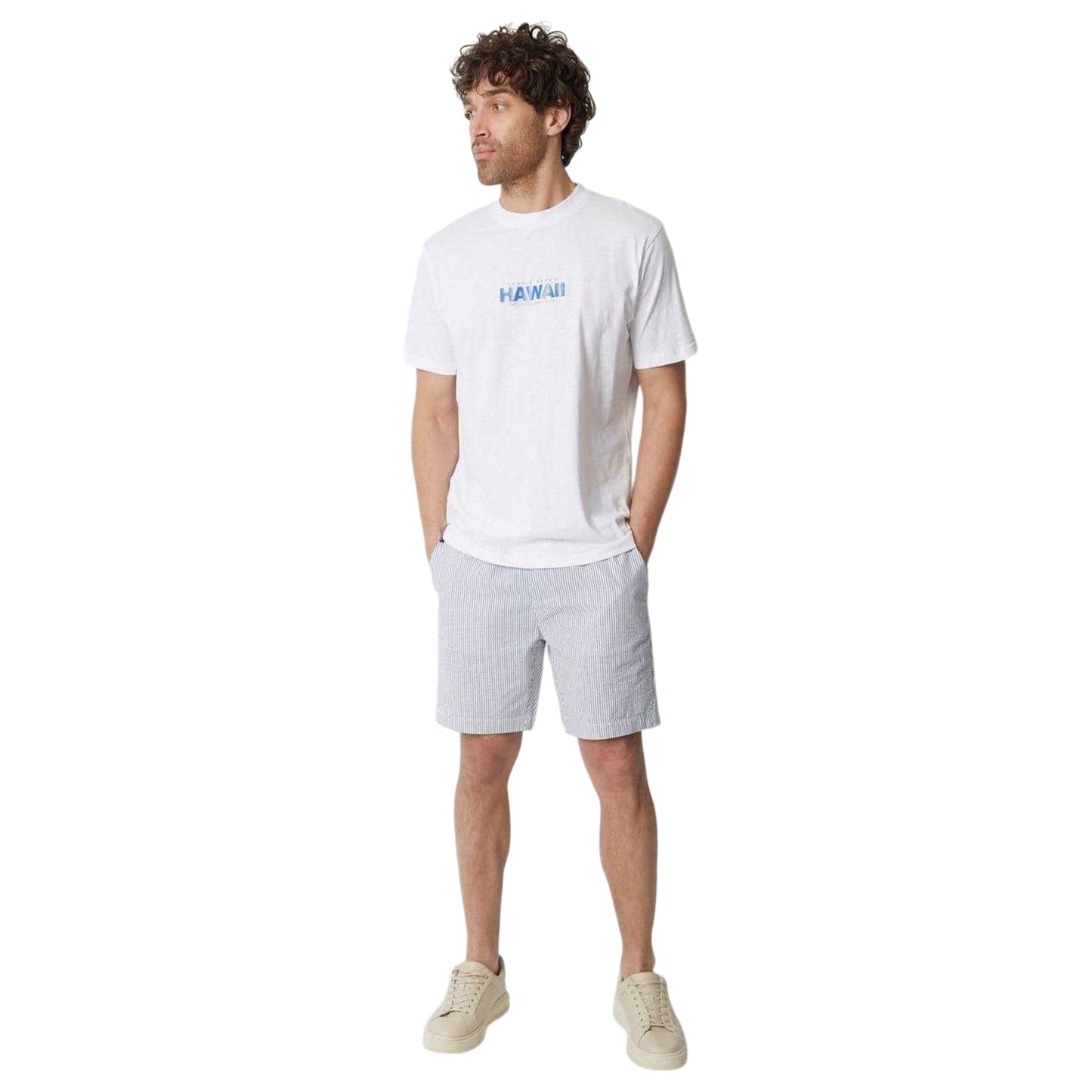 Blue-White - Lifestyle - Threadbare Mens Cinco Vertical Stripe Chino Shorts