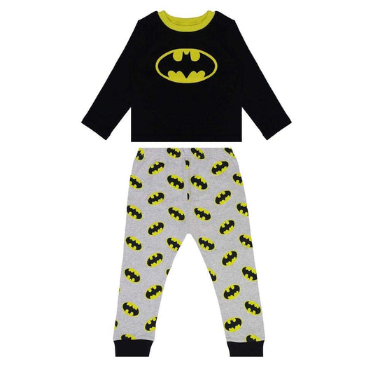 Black-Yellow-Grey - Front - Batman Baby Cotton Long-Sleeved Pyjama Set