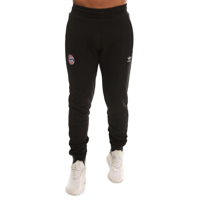 Black - Front - Adidas Mens Essentials FC Bayern Munich Jogging Bottoms