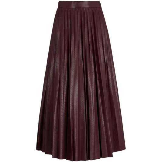 Red - Front - Boss Womens-Ladies Veplika Faux Leather Pleated Midi Skirt
