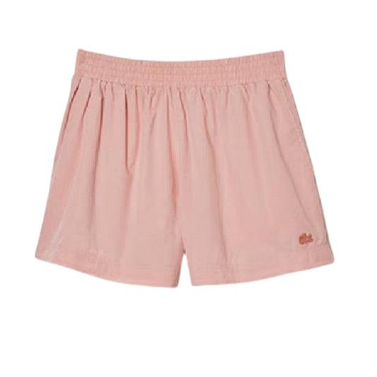Pink - Front - Lacoste Womens-Ladies Fleece Logo Shorts