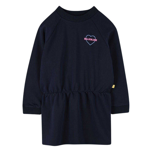 Navy - Front - Billieblush Girls Heart Sweatshirt Dress