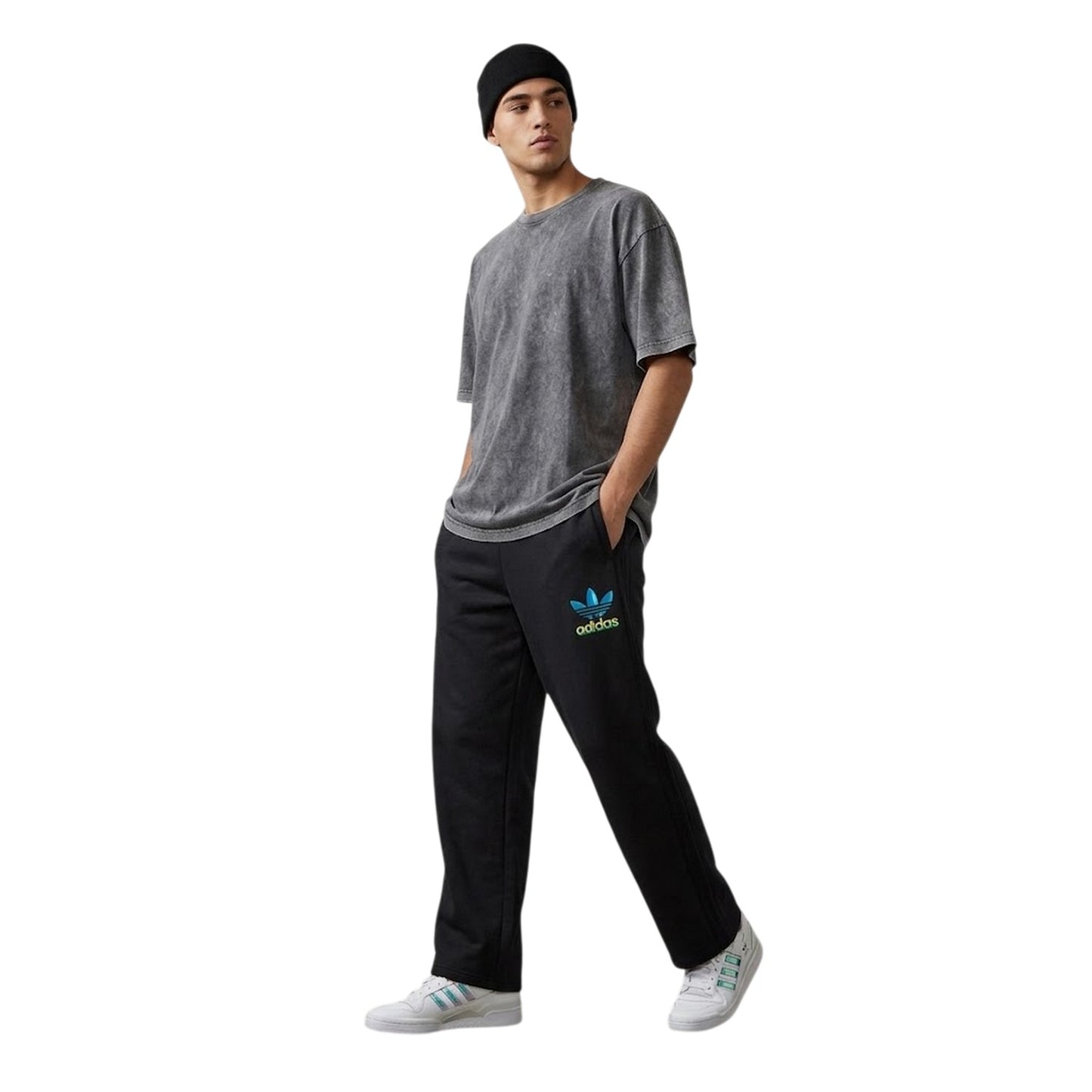 Black - Back - Adidas Mens Originals Fleece Airbrush Logo Joggers