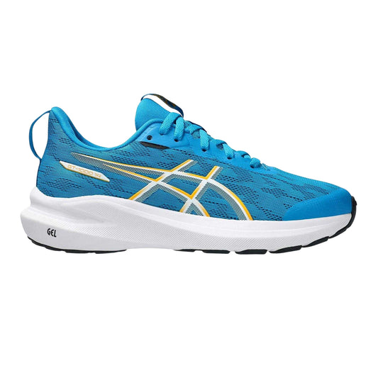 Aegean Blue-Twilight - Front - Asics Childrens-Kids Road+Run Cushioned Shoes