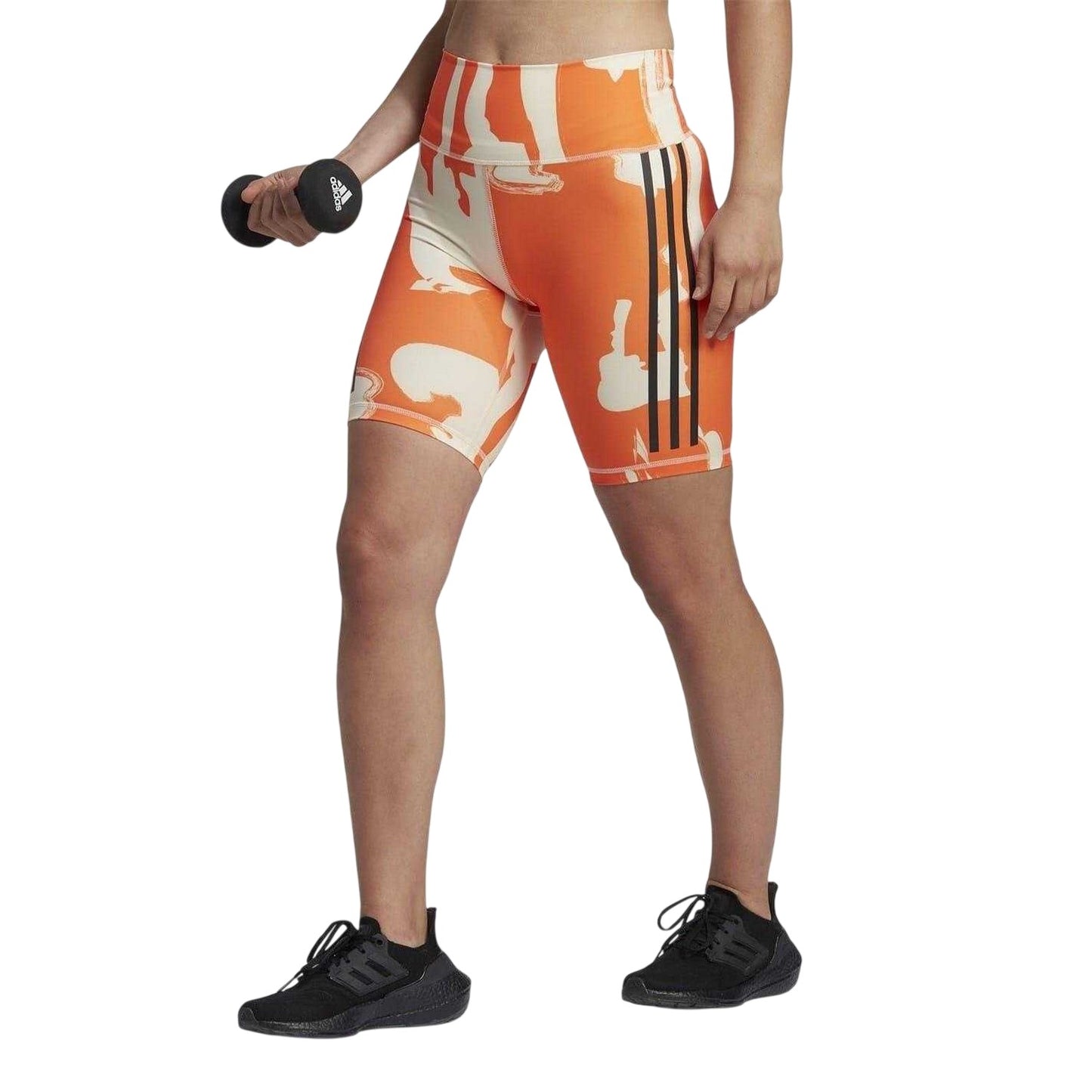 Orange-Beige - Lifestyle - Adidas Womens-Ladies Thebe Magugu Striped Cycling Shorts