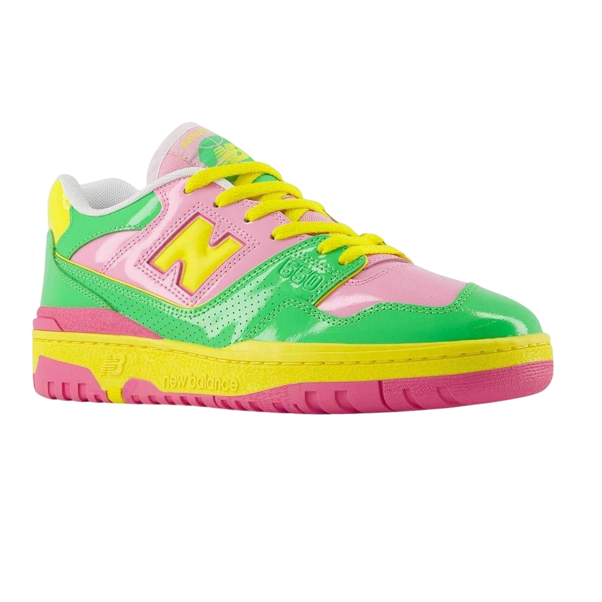 Green-Pink-Yellow - Lifestyle - New Balance Womens-Ladies 550 Neon Leather Trainers