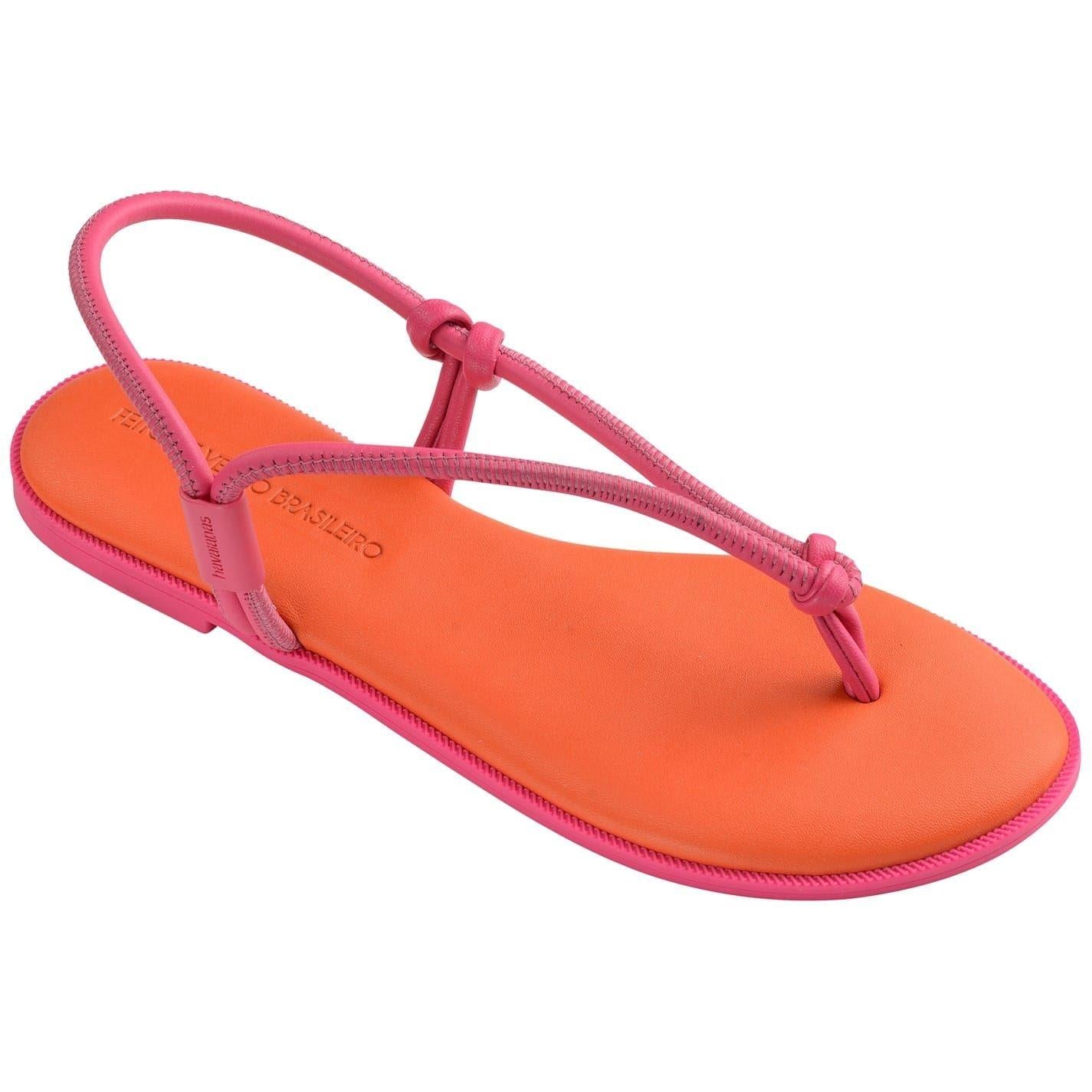 Vibrant Orange - Side - Havaianas Womens-Ladies Minimalist Toe Post Beach Relaxed Fit Flat Sandals