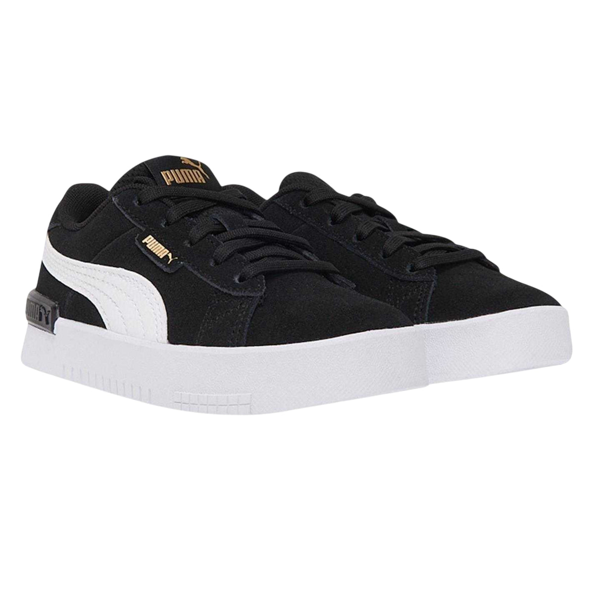 Black-White - Pack Shot - Puma Girls Jada Suede Trainers