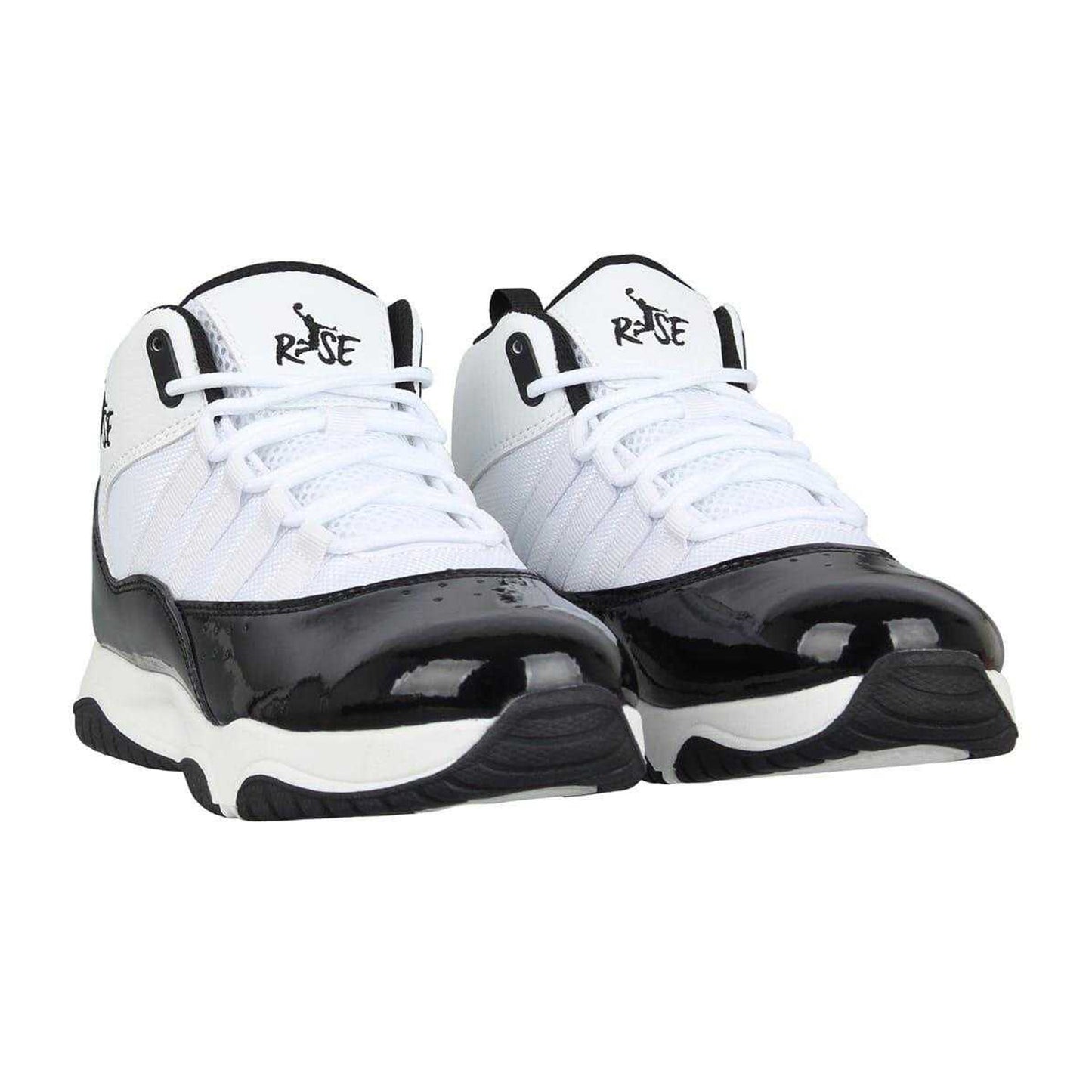 White-Black - Pack Shot - Rise Childrens-Kids Shuttle Basketball Shoes