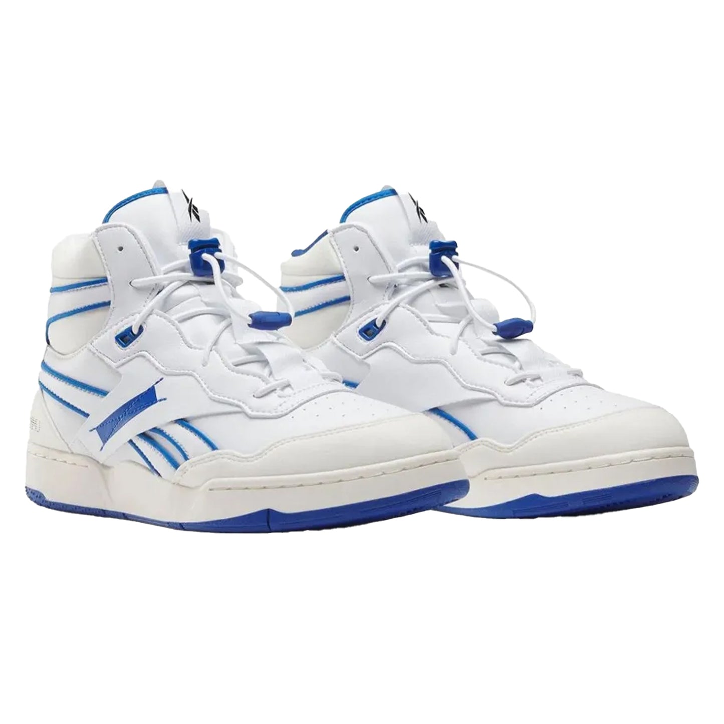 White-Chalk - Side - Reebok Mens Milk BB 4000 Leather High Top Trainers
