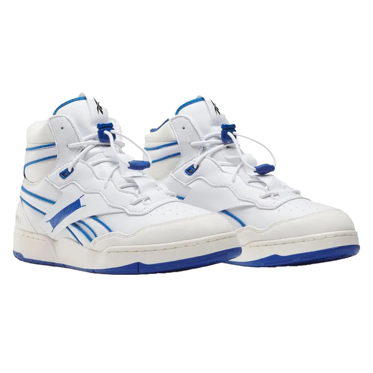 White-Chalk - Side - Reebok Mens Milk BB 4000 Leather High Top Trainers