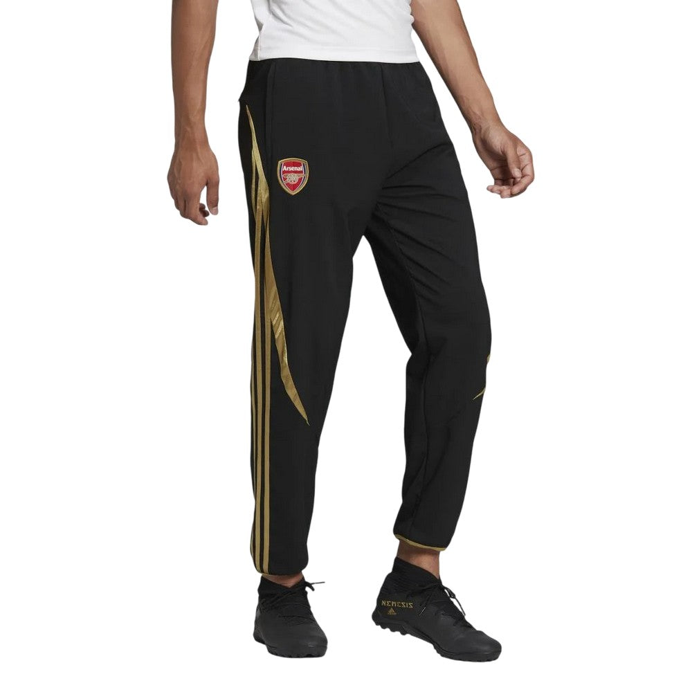 Black - Close up - Adidas Unisex Adult 2021-22 Woven Arsenal FC Training Jogging Bottoms
