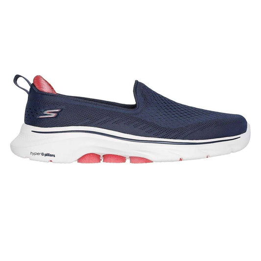 Navy-Coral - Front - Skechers Womens-Ladies Go Walk Flat Trainers
