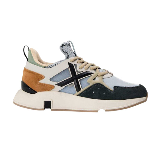 White-Grey - Front - Munich Mens Clik Suede Trainers