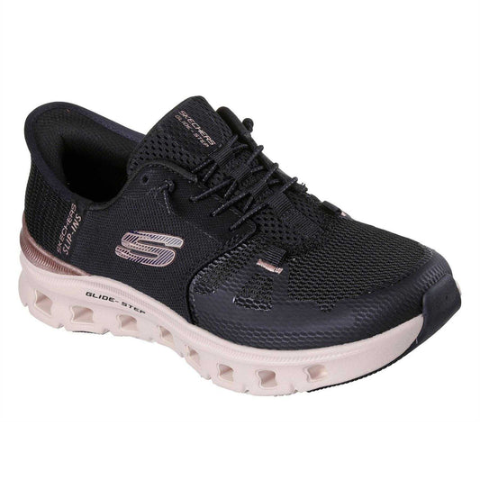 Black-Gold - Front - Skechers Womens-Ladies Pro Mesh Glide-Step Trainers