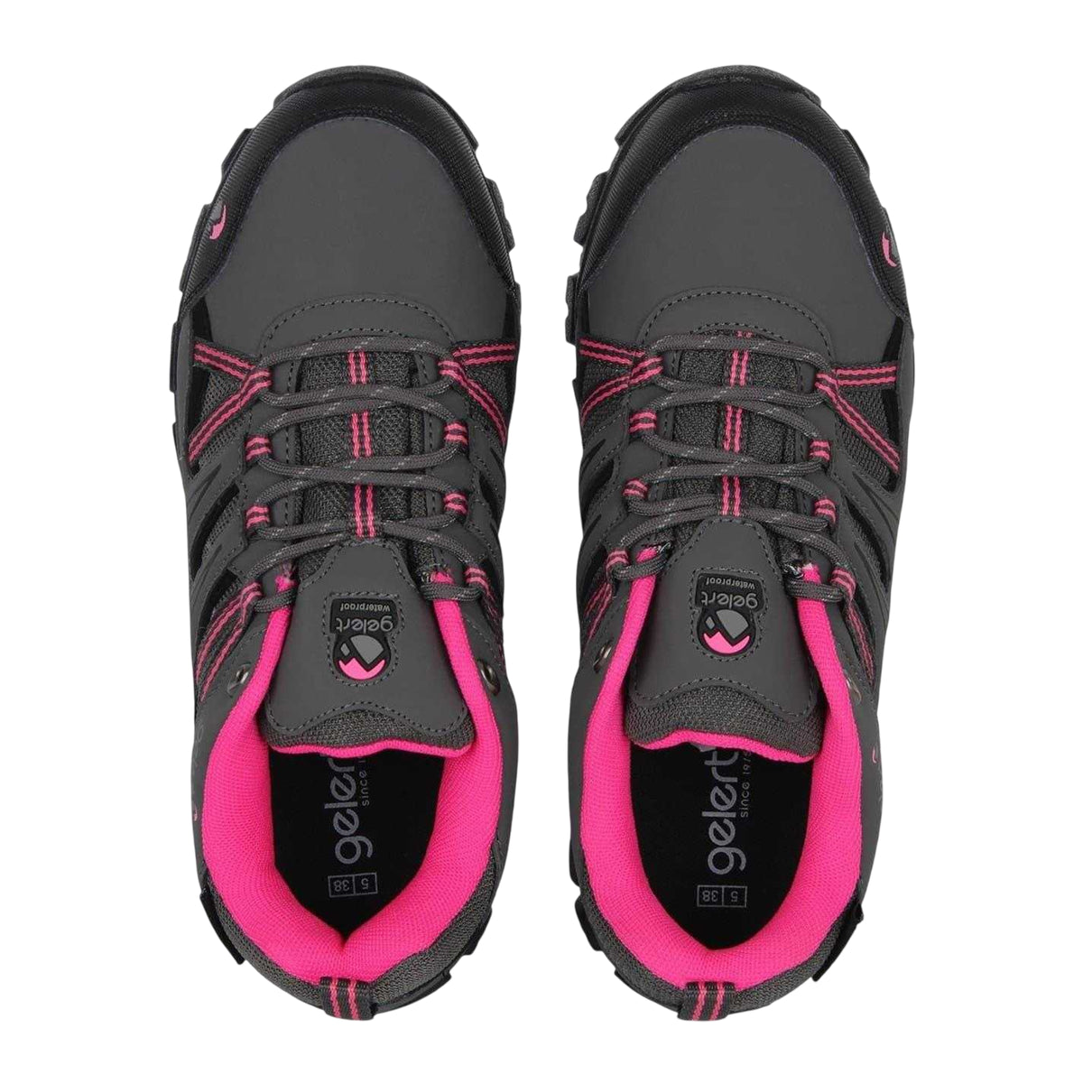 Charcoal-Pink - Pack Shot - Gelert Childrens-Kids Horizon Waterproof Walking Shoes