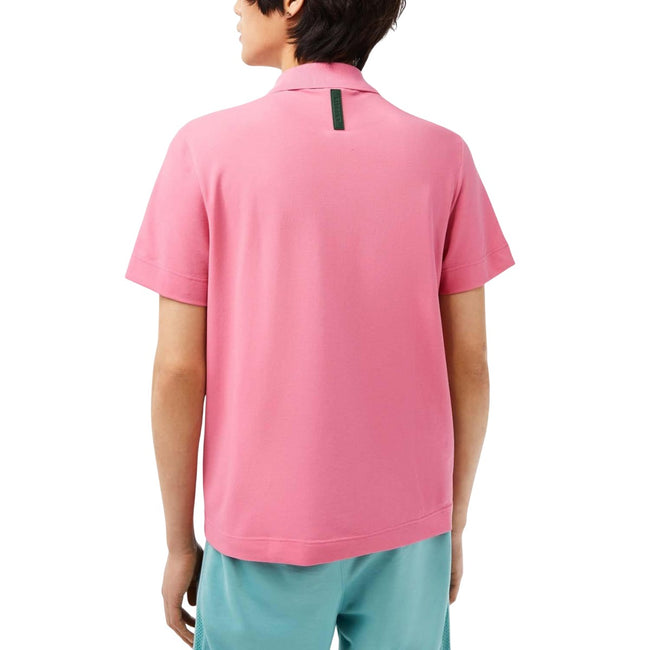 Pink - Back - Lacoste Mens Movement Pique Regular Polo Shirt
