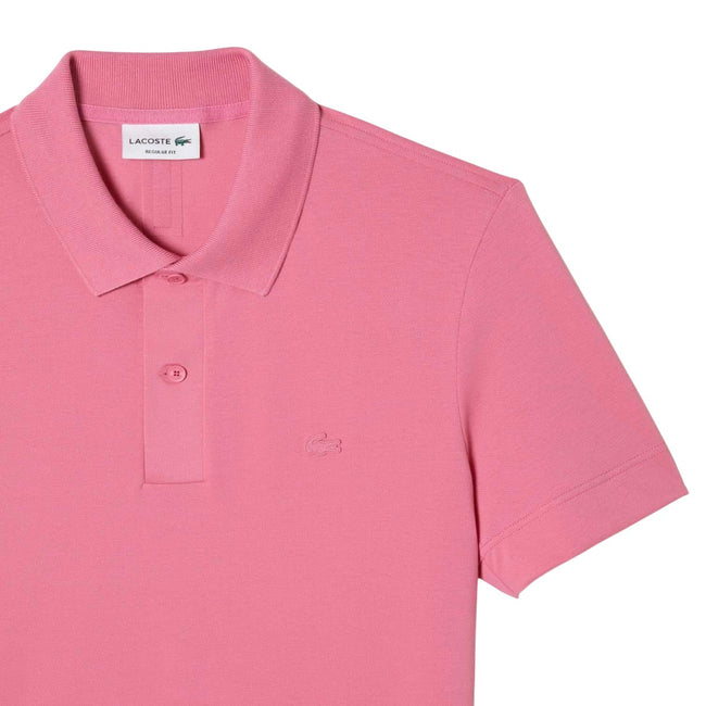 Pink - Side - Lacoste Mens Movement Pique Regular Polo Shirt