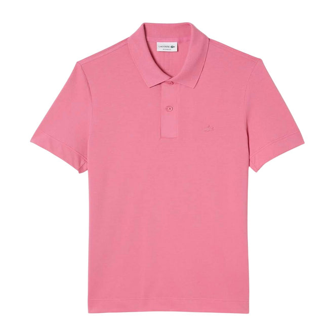 Pink - Front - Lacoste Mens Movement Pique Regular Polo Shirt