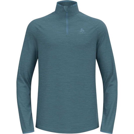 Blue - Front - Odlo Mens Essentials Quarter Zip Fleece Top