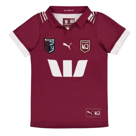 Burgundy-White - Front - Puma Childrens-Kids International Football Shirt