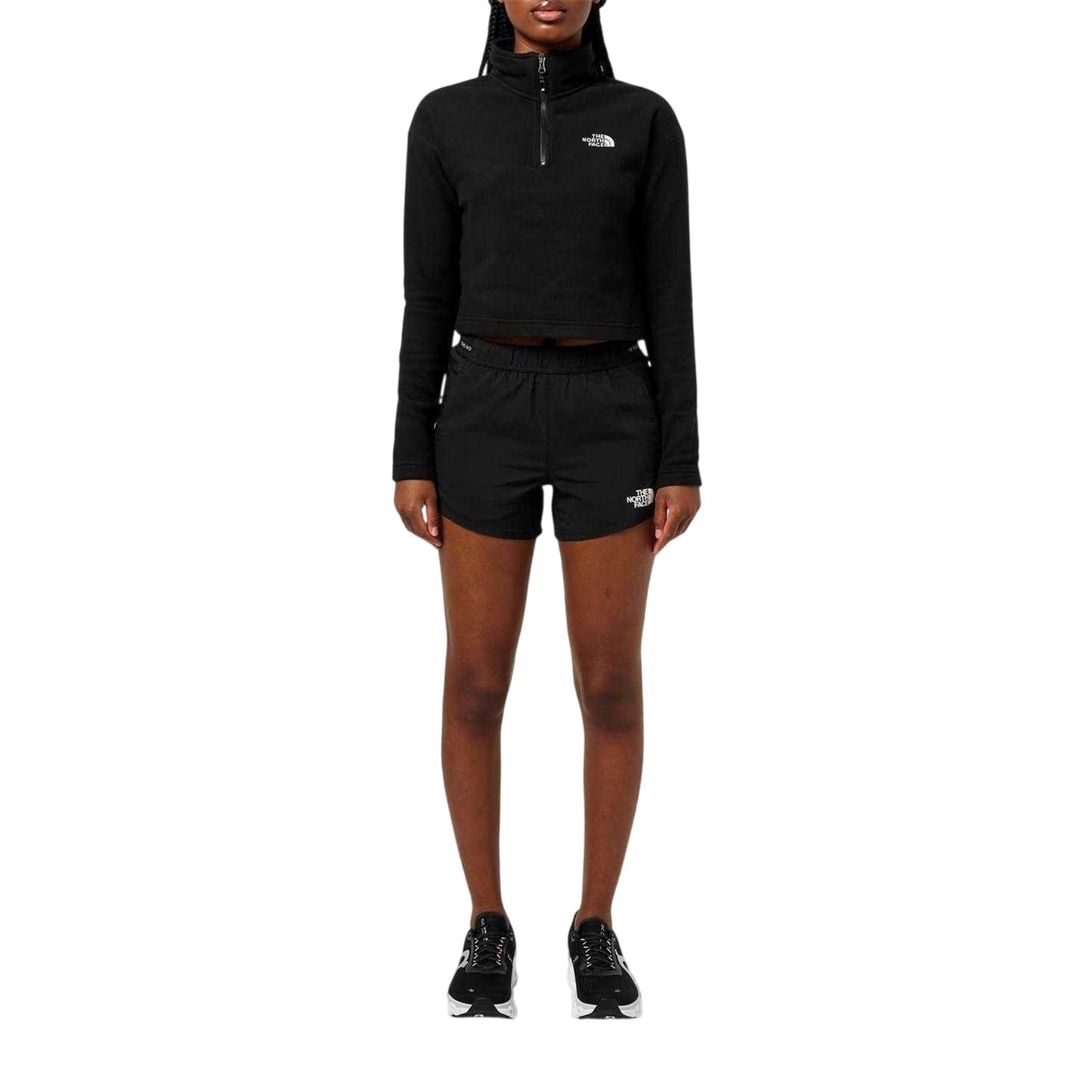 Black - Side - The North Face Womens-Ladies 100 Glacier Cropped Fleece Top