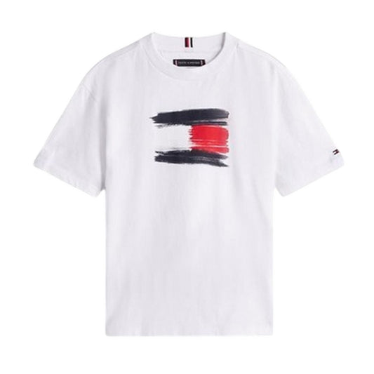 White - Front - Tommy Hilfiger Childrens-Kids Flag T-Shirt