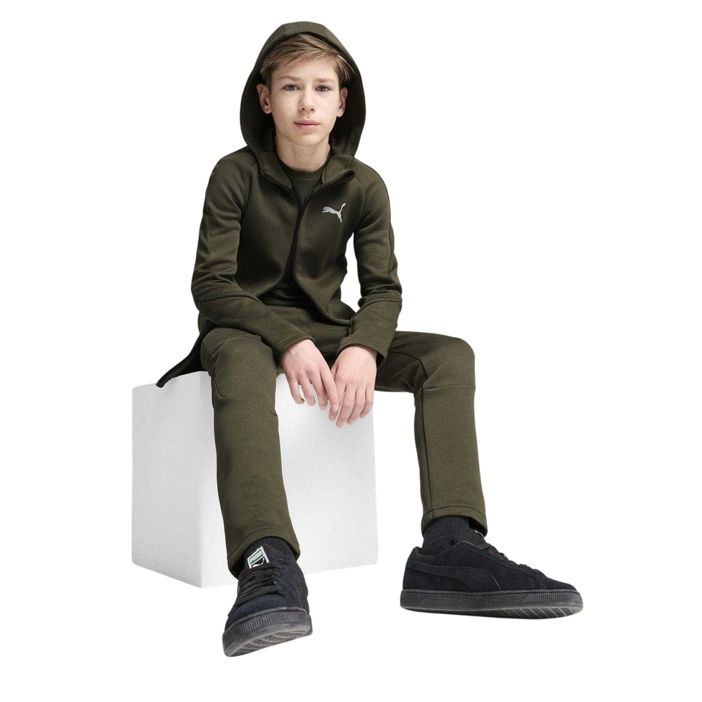 Dark Olive - Lifestyle - Puma Childrens-Kids Evostripe Full Zip Hoodie