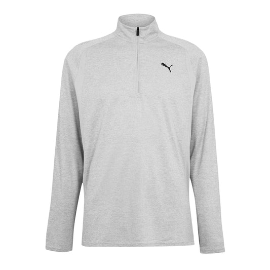 Grey - Front - Puma Mens Performance Quarter Zip Tailored Long-Sleeved Top