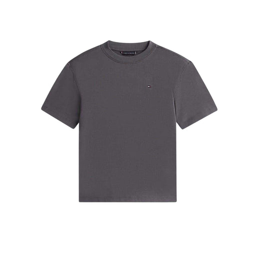 Washed Black - Front - Tommy Hilfiger Childrens-Kids Embroidered Logo Crew Neck T-Shirt