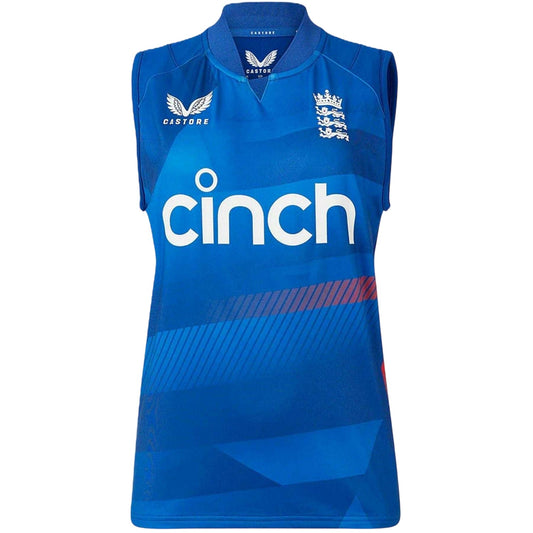 Sodalite Blue - Front - Castore Womens-Ladies England Cricket Sleeveless T-Shirt