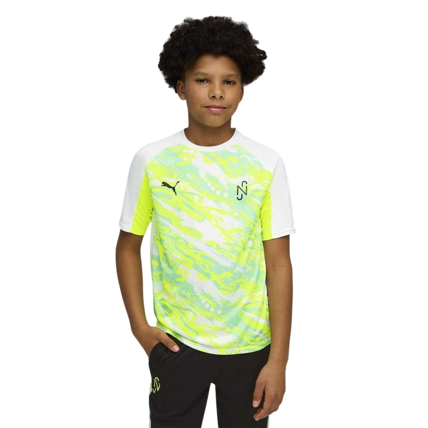 White-Yellow - Pack Shot - Puma Boys Logo Performance T-Shirt