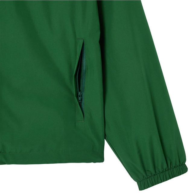 Green - Back - Lacoste Mens Detachable Hood Sports Jacket