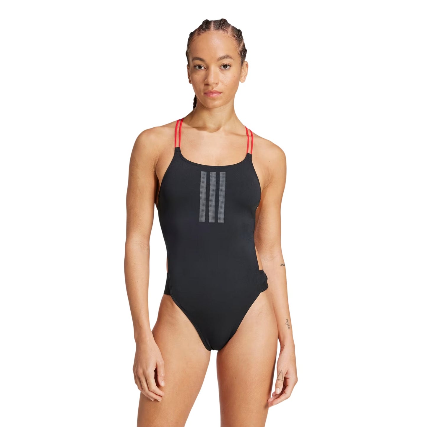 Black - Lifestyle - Adidas Womens-Ladies Ripstream 3 Stripes One Piece Swimsuit