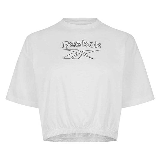 White - Front - Reebok Womens-Ladies Cotton Regular Crop T-Shirt