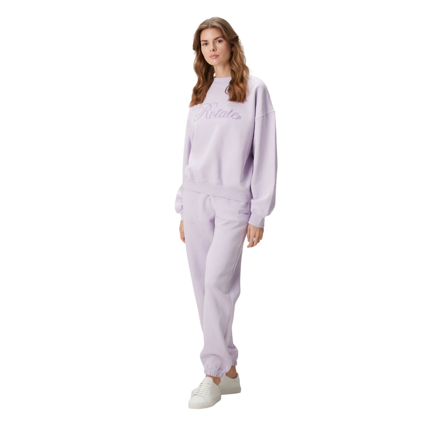 Purple - Lifestyle - Rotate Sunday Womens-Ladies Embroidered Logo Sweatshirt