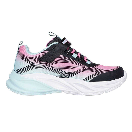 Black-Pink - Front - Skechers Childrens-Kids S-Lights Cosmic Glow Leather Trainers