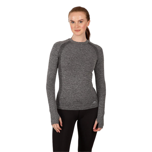 Black Marl - Front - Trespass Womens-Ladies Seamless Slim Base Layer Top