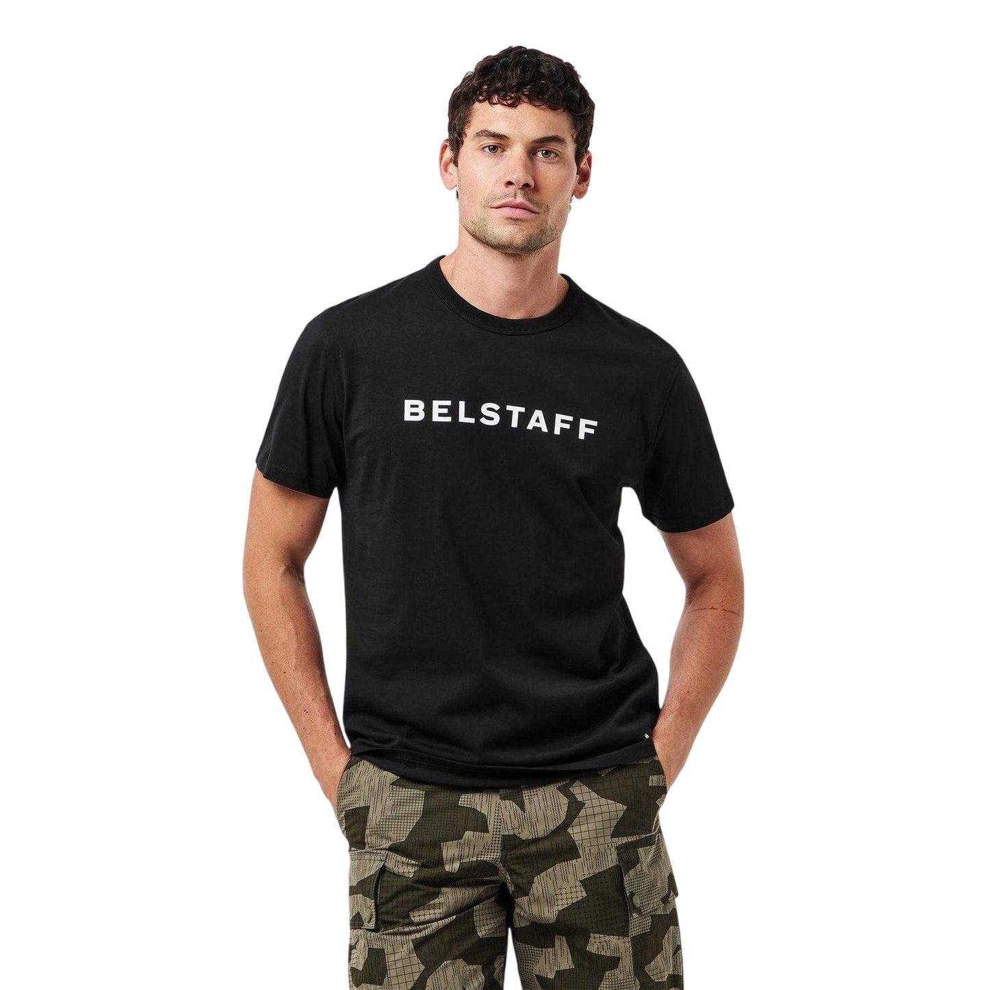 Black - Side - Belstaff Mens Logo T-Shirt