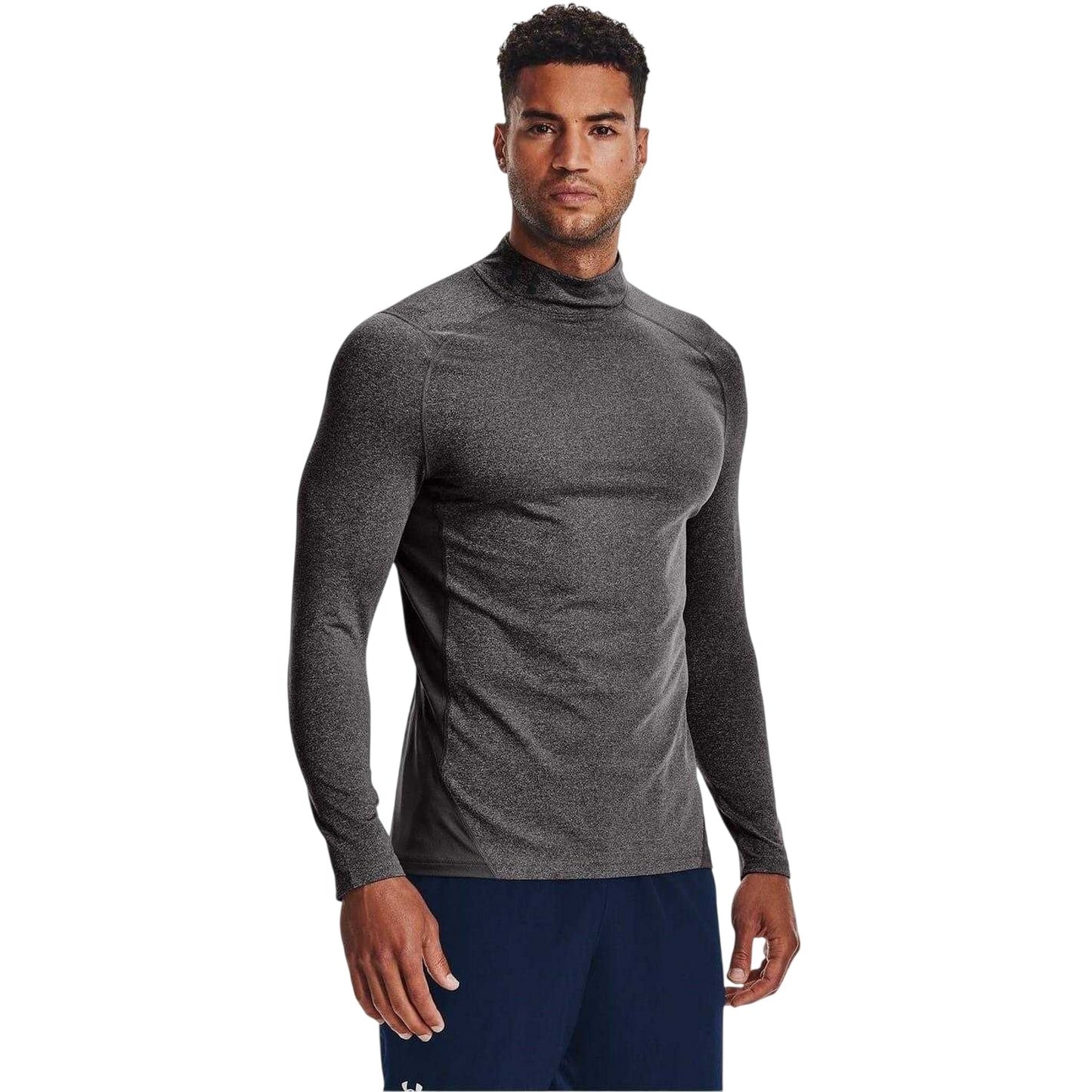 Grey Heather - Lifestyle - Under Armour Mens Mock Neck Raglan Long-Sleeved T-Shirt