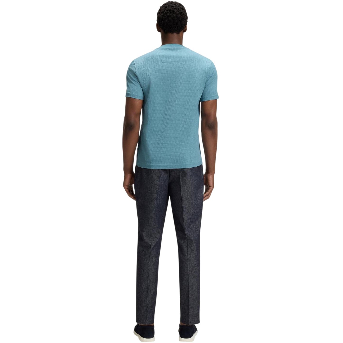 Light Blue - Back - Boss Mens C-Thompson Ribbed Collar T-Shirt