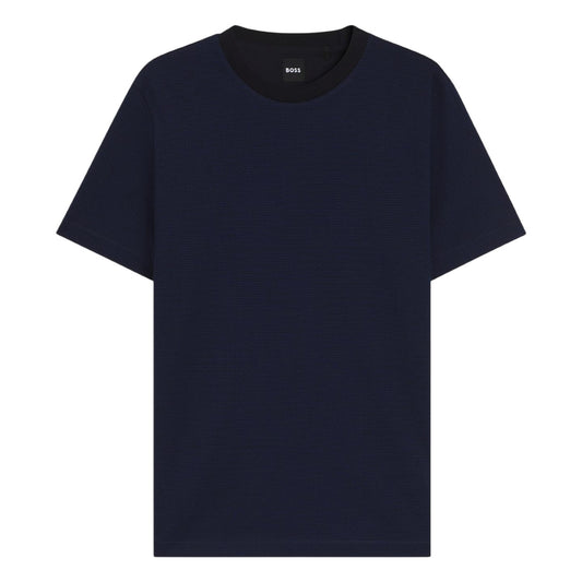 Dark Blue - Front - Boss Mens C-Thompson Ribbed Collar T-Shirt