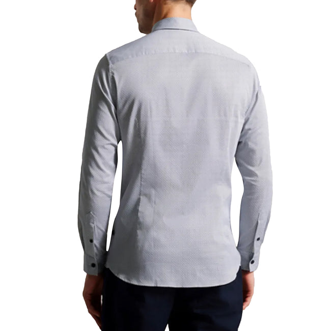 Navy - Back - Ted Baker Mens Alham Geometric Long-Sleeved Shirt