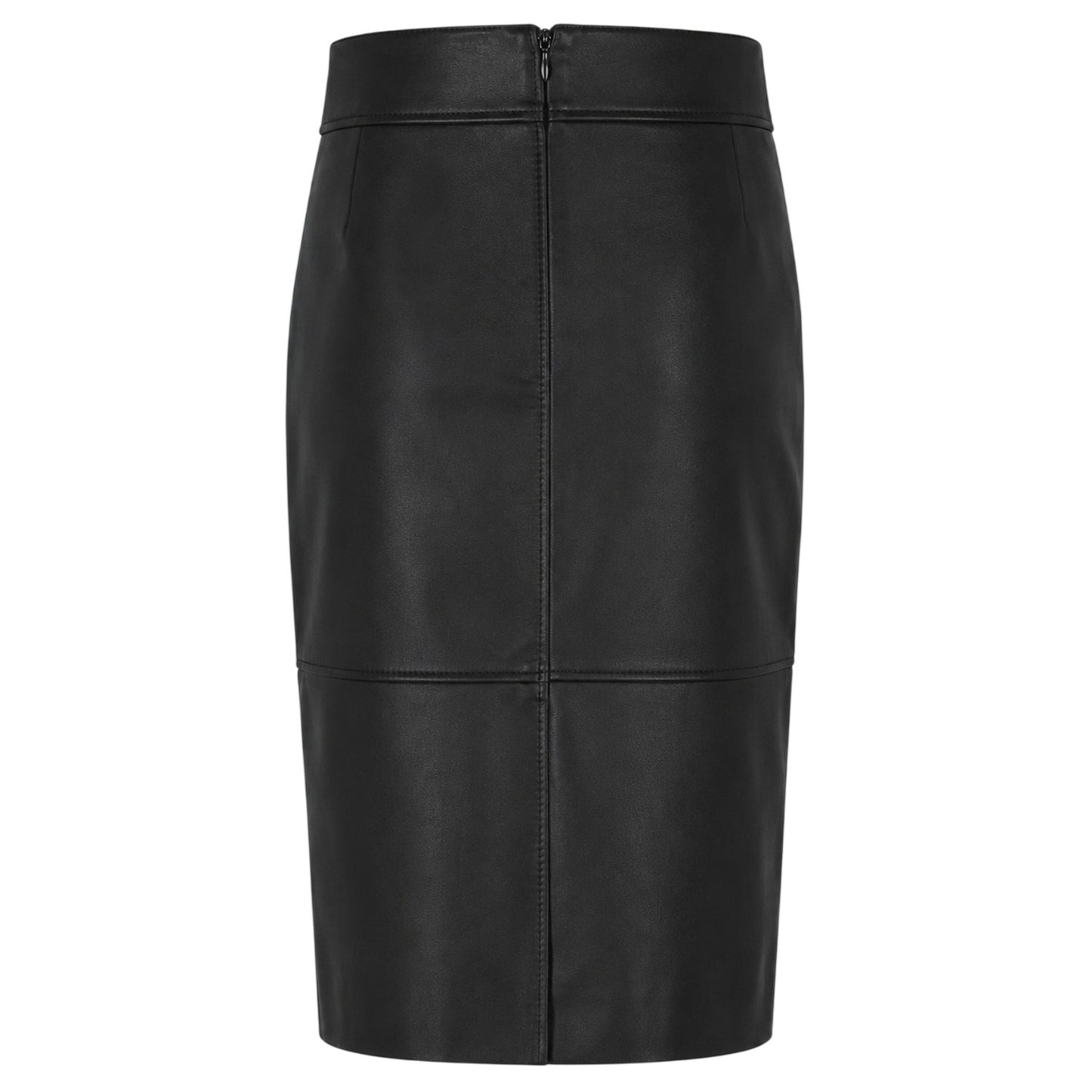 Black - Back - Boss Womens-Ladies Selrita5 Leather Slim Pencil Skirt