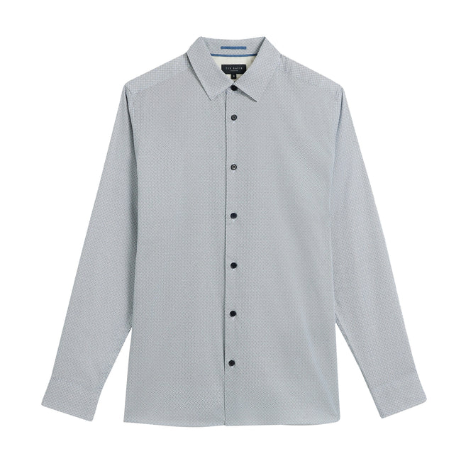 Navy - Front - Ted Baker Mens Alham Geometric Long-Sleeved Shirt