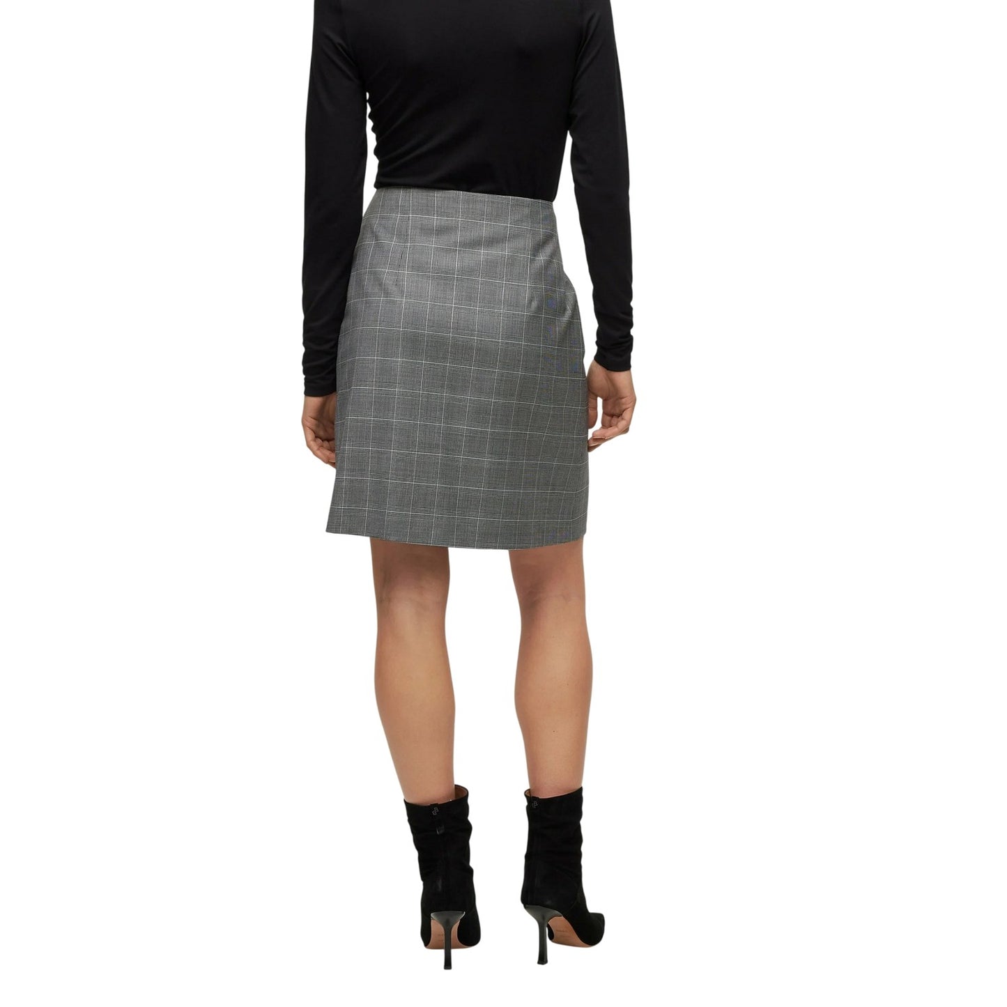 Grey - Back - Boss Womens-Ladies Vanata Plaid Skirt